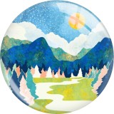 20MM 10Pcs/lot views star moon glass snap button charms