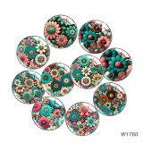 20MM 10pcs/lot flower Cartoon  glass snap button charms