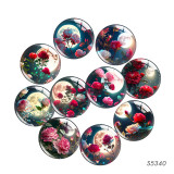 20MM 10pcs/lot flower Print glass snap button charms