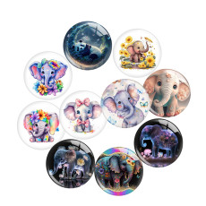 20MM 10pcs/lot Cartoon color panda Little Elephant Print glass snap button charms
