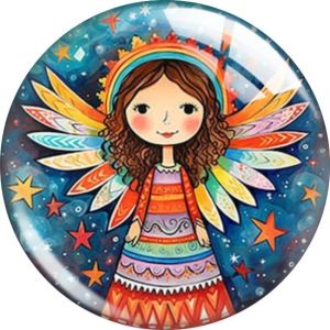 20MM 10pcs/lot Girl Angel Wings Cartoon  glass snap button charms