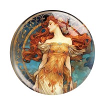 20MM 10pcs/lot GIRL Art lady Print glass snap button charms