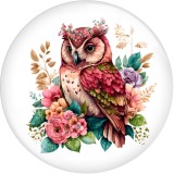 20MM 10pcs/lot Flower color owl  Print glass snap button charms