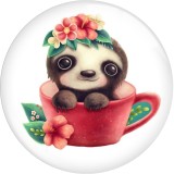 20MM 10pcs/lot Cartoon raccoon dinosaur, little elephant, squirrel  Print glass snap button charms