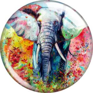 20MM 10pcs/lot elephant Print glass snap button charms