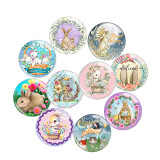 20MM 10Pcs/lot Rabbit Easter Print glass snap button charms