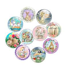 20MM 10Pcs/lot Rabbit Easter Print glass snap button charms