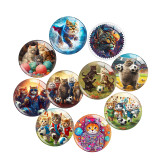 20MM 10Pcs/lot Football Space Cat Print glass snap button charms