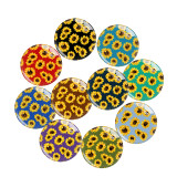20MM 10Pcs/lot  sunflower Print glass snaps buttons  DIY jewelry