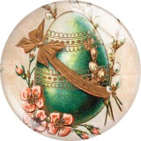 20MM 10pcs/lot  happy easter rabbit Print glass snap button charms
