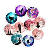 20MM 10Pcs/lot Lunar reflection Print glass snap button charms