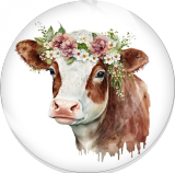 20MM 10Pcs/lot Cow Print glass snap button charms