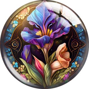 20MM 10pcs/lot flower Print glass snap button charms