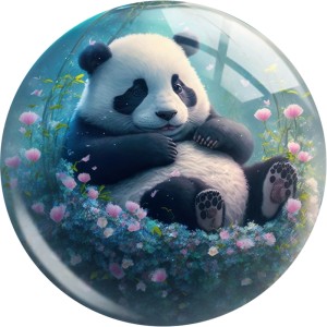 20MM 10pcs/lot  panda Print glass snap button charms