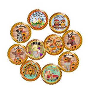 20MM 10Pcs/lot Thanksgiving Print glass snap button charms