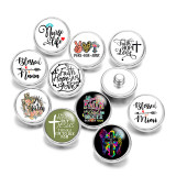 20MM 10Pcs/lot love faith Print glass snaps buttons  DIY jewelry