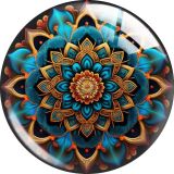 20MM 10pcs/lot Mandala pattern Print glass snap button charms