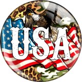 20MM 10Pcs/lot American Flag Print glass snaps buttons  DIY jewelry