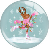 20MM 10Pcs/lot Christmas Print glass snap button charms
