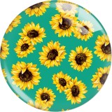 20MM 10Pcs/lot  sunflower Print glass snaps buttons  DIY jewelry