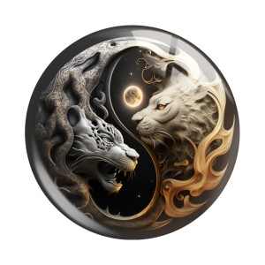 20MM 10pcs/lot Yin and Yang the Great ultimate Print glass snap button charms