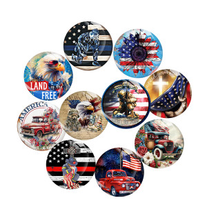 20MM 10Pcs/lot American Flag Print glass snap button charms