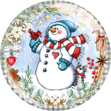 20MM 10Pcs/lot Christmas Print glass snap button charms