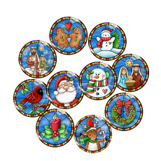 20MM 10Pcs/lot Christmas Print glass snap button charms