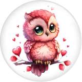 20MM 10pcs/lot Flower color owl  Print glass snap button charms