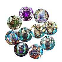 20MM 10Pcs/lot owl Print glass snap button charms
