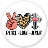 20MM 10Pcs/lot love faith Print glass snaps buttons  DIY jewelry