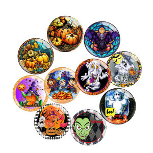 20MM 10Pcs/lot Halloween Print glass snap button charms