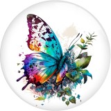 20MM 10pcs/lot color  Butterfly Print glass snap button charms