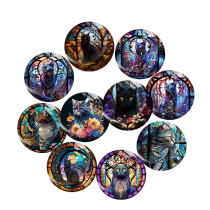 20MM 10Pcs/lot Cat Print glass snap button charms