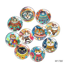 20MM 10pcs/lot cat glass snap button charms