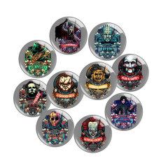 20MM 10Pcs/lot Halloween movie Print glass snap button charms