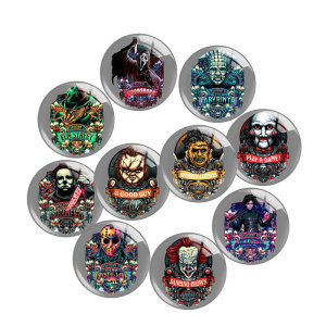 20MM 10Pcs/lot Halloween movie Print glass snap button charms
