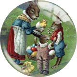 20MM 10pcs/lot  happy easter rabbit Print glass snap button charms