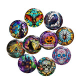 20MM 10Pcs/lot Halloween  Print glass snap button charms