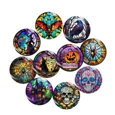 20MM 10Pcs/lot Halloween  Print glass snap button charms