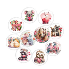 20MM 10pcs/lot love  cat horse hippopotamus alpaca  Print glass snap button charms