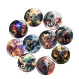 20MM 10pcs/lot Cartoon color  Little Elephant  Print glass snap button charms