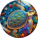 20MM 10Pcs/lot marine organism Print glass snap button charms