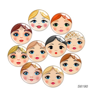 20MM 10pcs/lot Doll Matryoshka Girl Face mask glass snap button charms