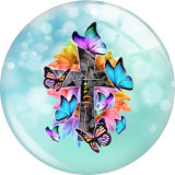20MM 10Pcs/lot  cross glass snap button charms