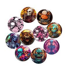 20MM 10Pcs/lot Halloween Print glass snaps buttons  DIY jewelry
