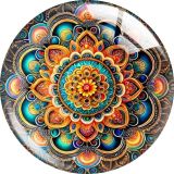 20MM 10pcs/lot Mandala pattern Print glass snap button charms