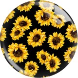 20MM 10Pcs/lot  sunflower Print glass snaps buttons  DIY jewelry