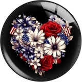 20MM 10Pcs/lot American Flag Print glass snaps buttons  DIY jewelry