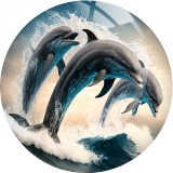 20MM 10Pcs/lot dolphin Print glass snap button charms